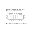 Stół z wewnętrznymi przedłużeniami i składaną krawędzią z laminatu Made in Italy - Gordito Viadurini