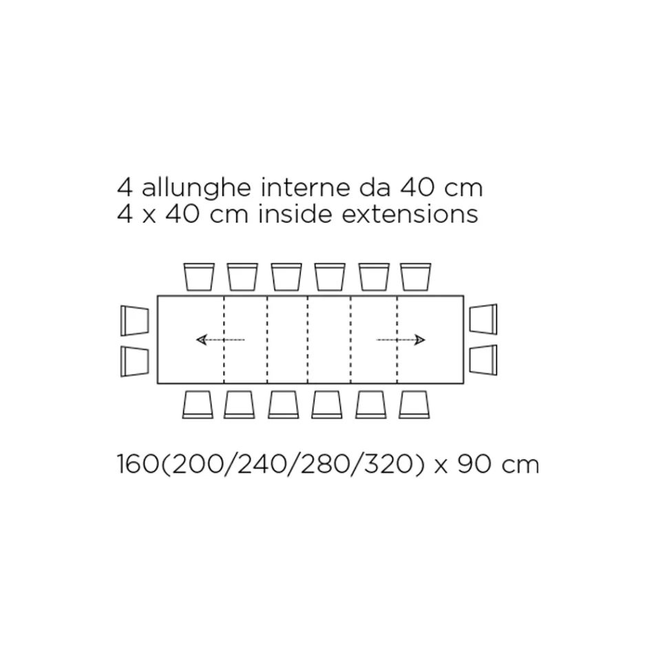 Stół z wewnętrznymi przedłużeniami i składaną krawędzią z laminatu Made in Italy - Gordito Viadurini