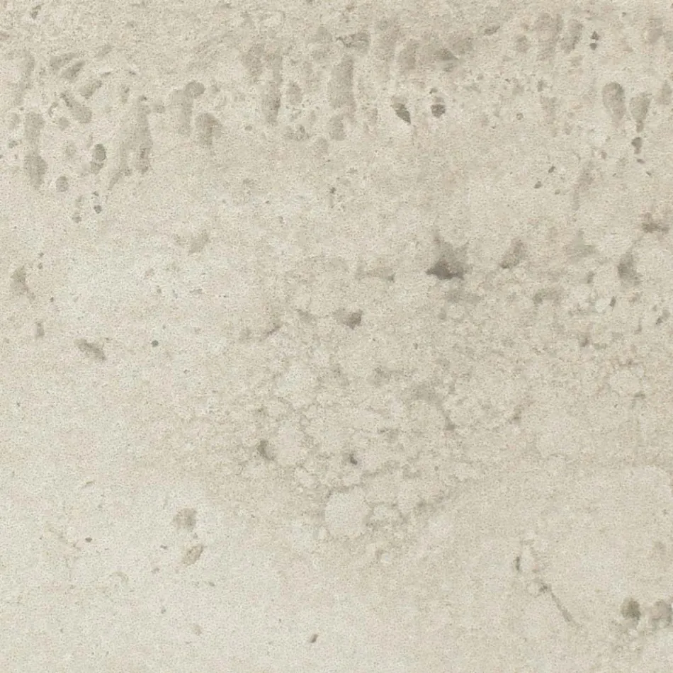 Stół z drewnianą podstawą i jasnym ceramicznym blatem z trawertynu - Infinity Viadurini