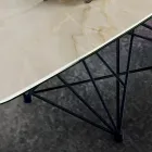 Stół z ceramicznym blatem w kształcie beczki i stalową podstawą Made in Italy - Ezzellino Viadurini