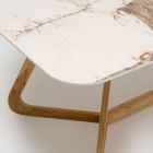 Stół z ceramicznym blatem i solidną podstawą z drewna tekowego Made in Italy - bluzka Viadurini