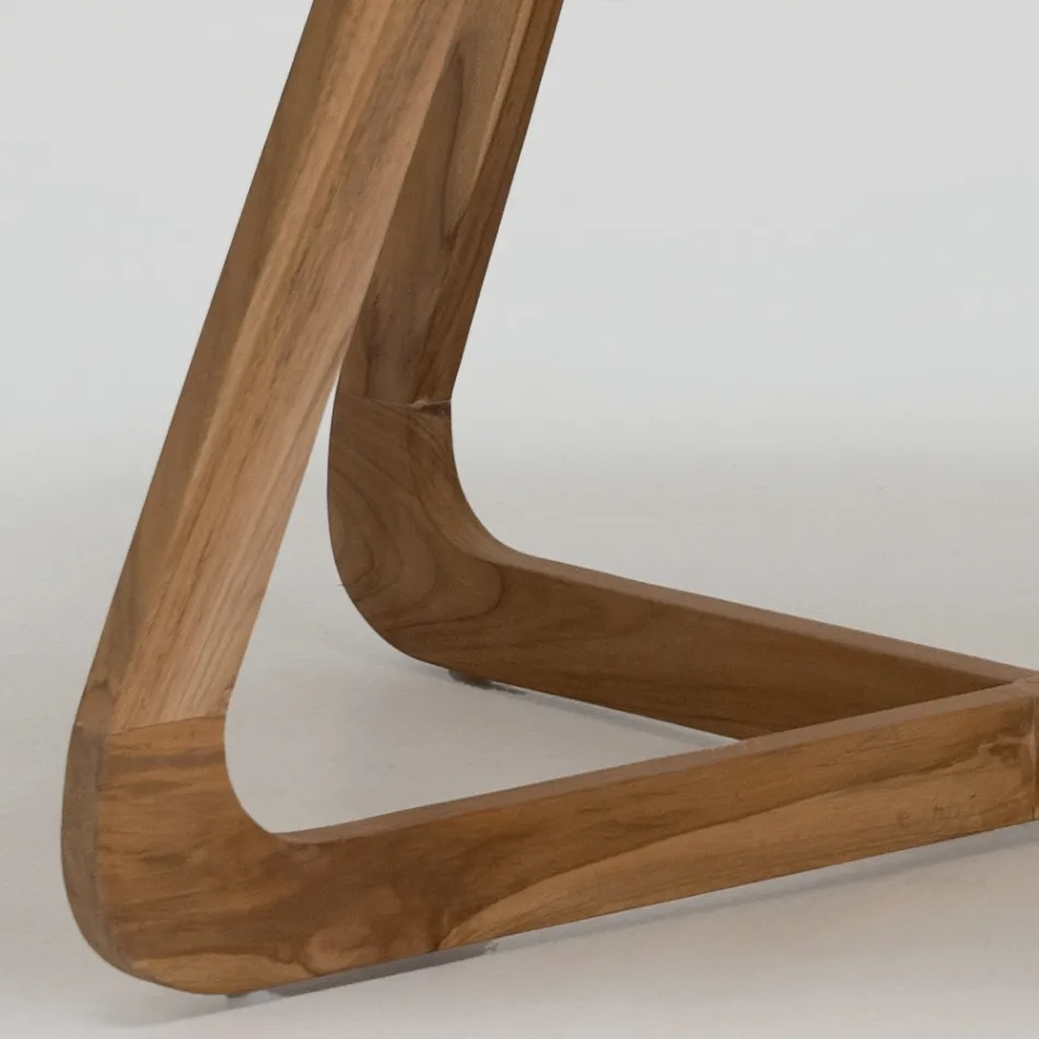 Stół z blatem Okumè z wykończeniem mikrocementowym Made in Italy - Bluzka Viadurini