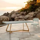 Stół z blatem Okumè z wykończeniem mikrocementowym Made in Italy - Bluzka Viadurini