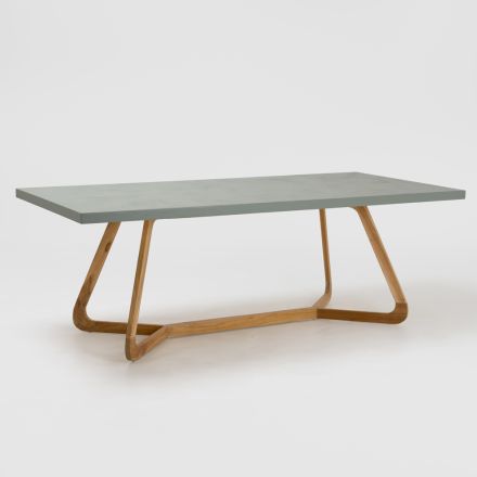 Stół z blatem Okumè z wykończeniem mikrocementowym Made in Italy - Bluzka Viadurini