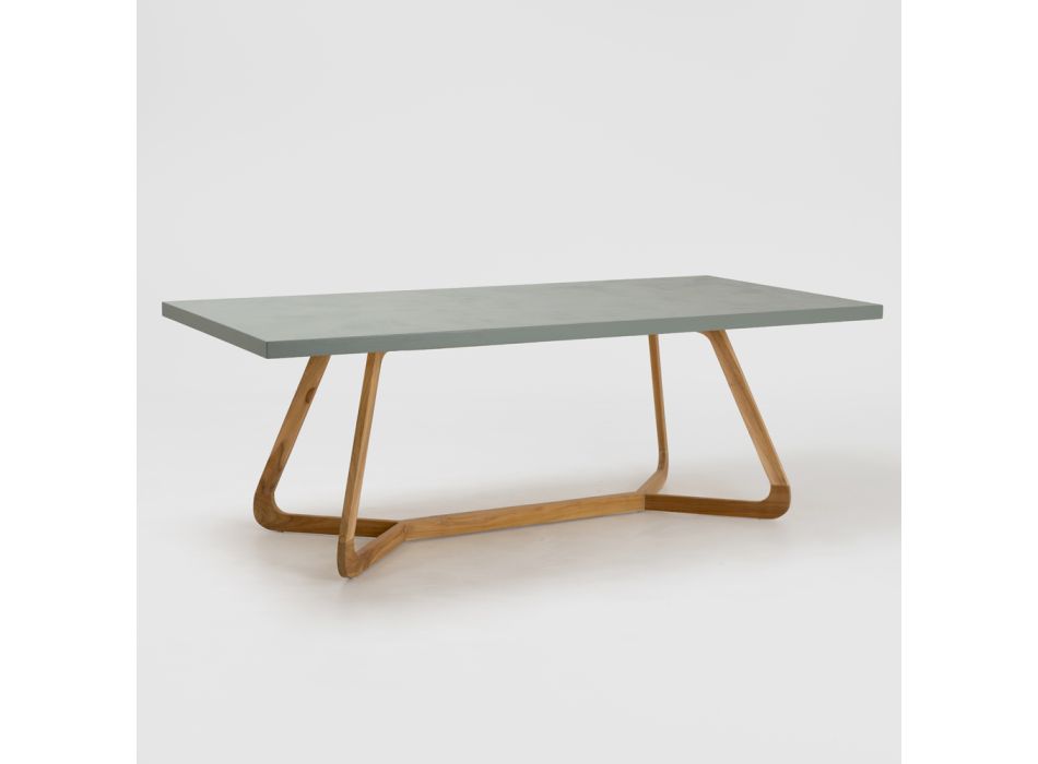Stół z blatem Okumè z wykończeniem mikrocementowym Made in Italy - Bluzka Viadurini
