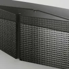 Stół z kształtowanym szklanym blatem i podstawą ze szkła topionego i metalu - Foglietto Viadurini