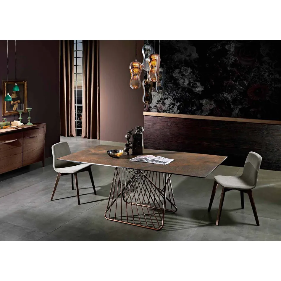 Stół z blatem wykonanym we Włoszech nowoczesnej ceramiki szklanej, Mitia Viadurini