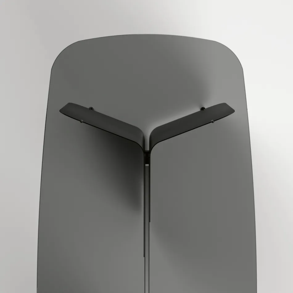 Stół z ukształtowanym szklanym blatem i zakrzywioną metalową podstawą - Piacere Viadurini