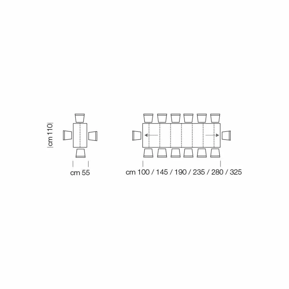 Rozkładany stół konsolowy do 325 cm z melaminy Made in Italy - Settimmio Viadurini