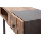 Konsola z żelaza i drewna akacjowego z designerską szufladą - Dena Viadurini