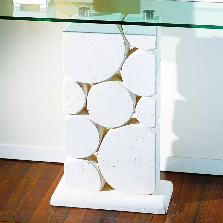 stół konsola z kamienia i szkła nowoczesny Hosios projektowych Viadurini