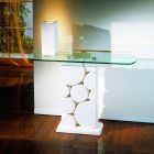 stół konsola z kamienia i szkła nowoczesny Hosios projektowych Viadurini