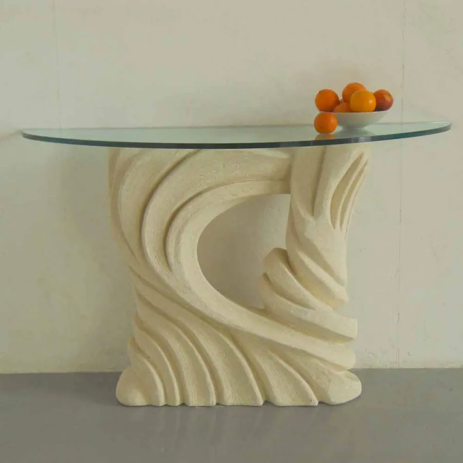 kamienny stół konsola i kryształ Emera Viadurini