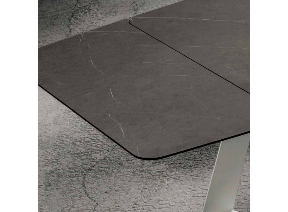 Rozkładany stół kuchenny do 280 cm z efektem marmuru Made in Italy - Pinokio Viadurini
