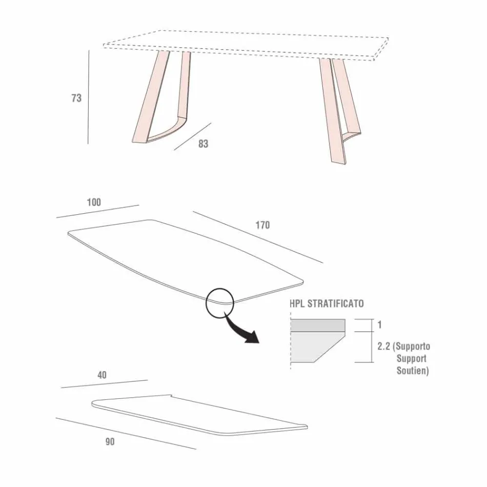 Rozkładany stół kuchenny do 280 cm z efektem marmuru Made in Italy - Pinokio Viadurini