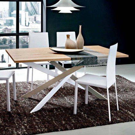 Rozkładany stół kuchenny do 280 cm z drewna Made in Italy - Carlino Viadurini