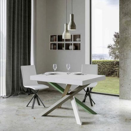 Rozkładany stół kuchenny do 440 cm z drewna i żelaza Made in Italy - Lennon Viadurini