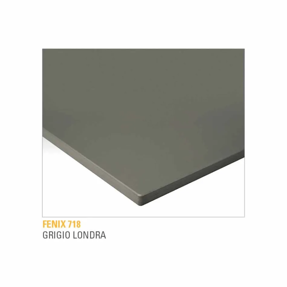 Stół kuchenny z laminowanego Fenix i czarnego aluminium Made in Italy - Lingotto Viadurini