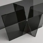 Prostokątny stół kuchenny ze szklanym blatem i podstawą Made in Italy - Tiseo Viadurini