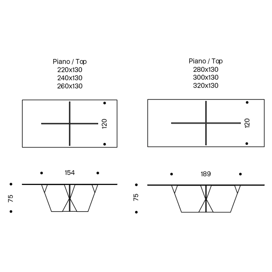 Prostokątny stół kuchenny ze szklanym blatem i podstawą Made in Italy - Tiseo Viadurini