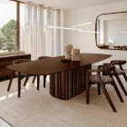 Szklany stół 300 cm z metalową podstawą, wykonany we Włoszech - Lunaria Viadurini