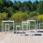 Kwadratowy stolik barowy z malowanego metalu na zewnątrz Made in Italy - Fada Viadurini