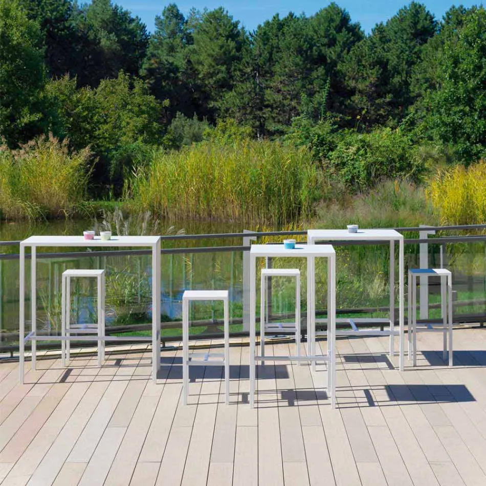 Kwadratowy stolik barowy z malowanego metalu na zewnątrz Made in Italy - Fada Viadurini