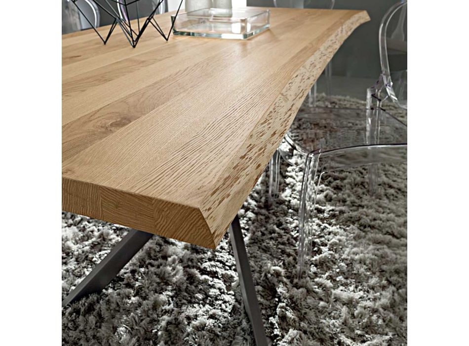 Stół kuchenny z blatem z korowanego dębu Made in Italy - Carlino Viadurini