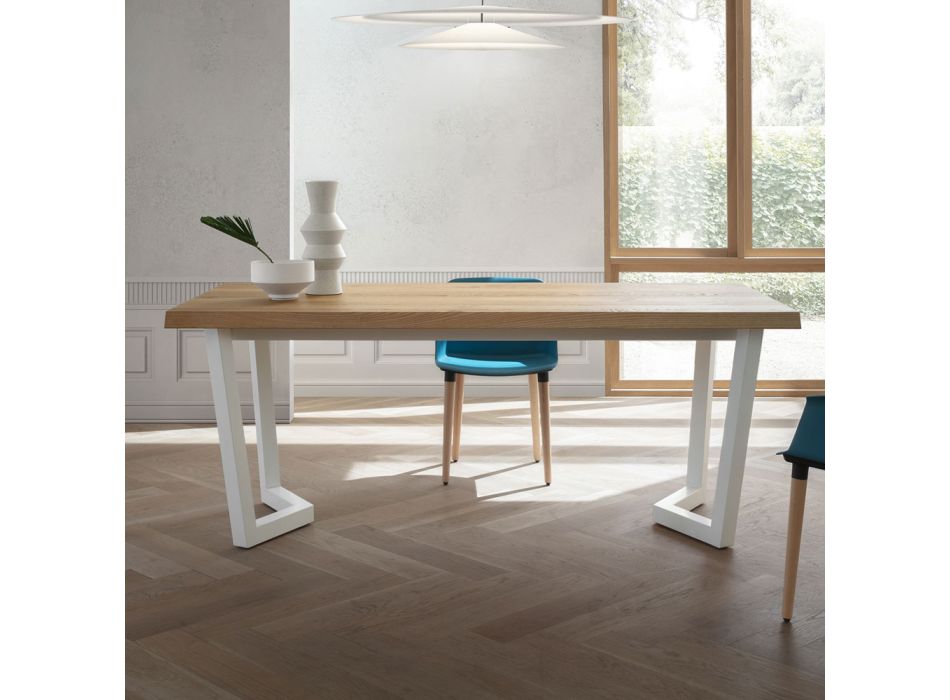 Naprawiono metalowy stół kuchenny i drewniany blat Made in Italy - Bastiano Viadurini
