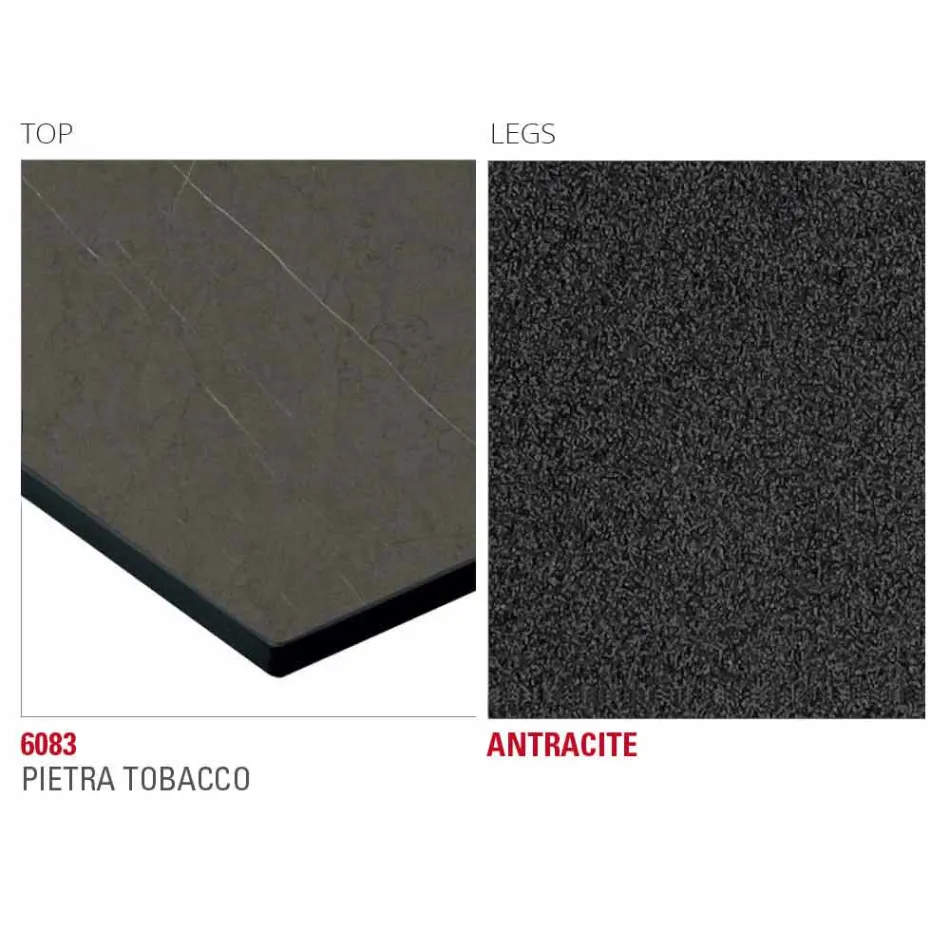 Stół kuchenny HPL z antracytową podstawą metalową Made in Italy - Aresto Viadurini