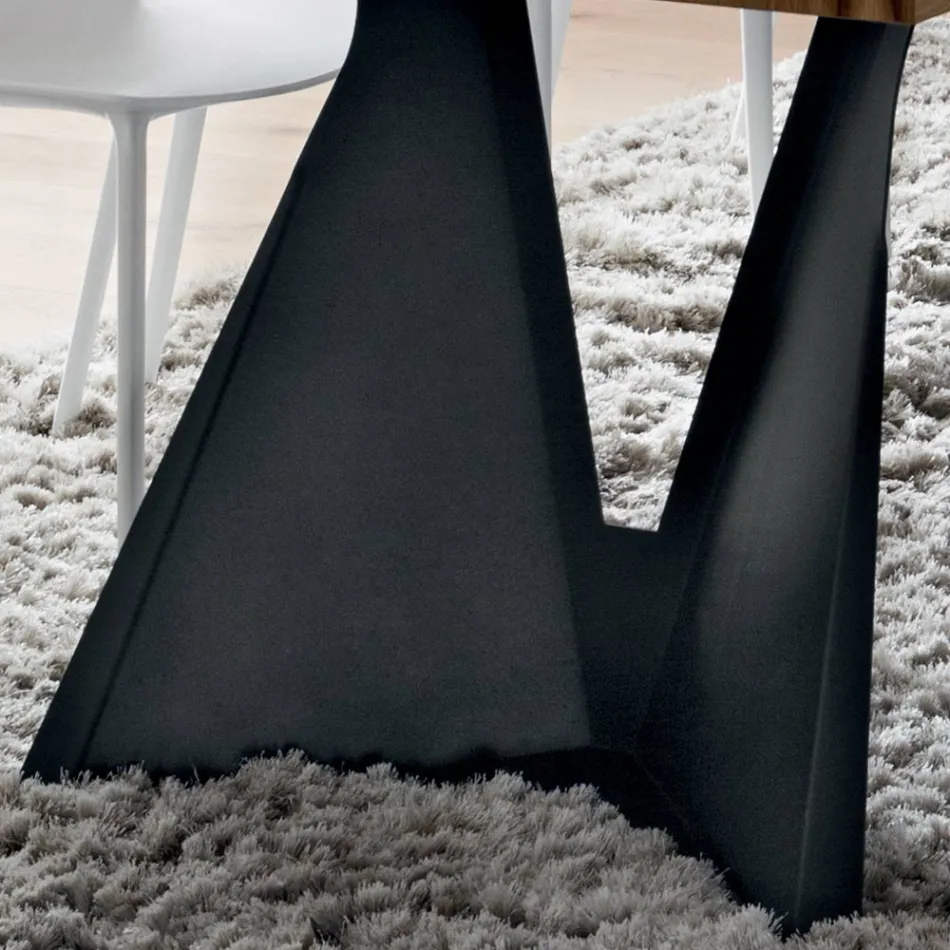 Stół kuchenny z drewna i metalu Made in Italy, wysoka jakość - Dotto Viadurini