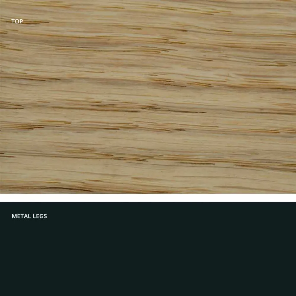 Stół kuchenny z litego drewna i metalu wykonany we Włoszech, Flora Viadurini