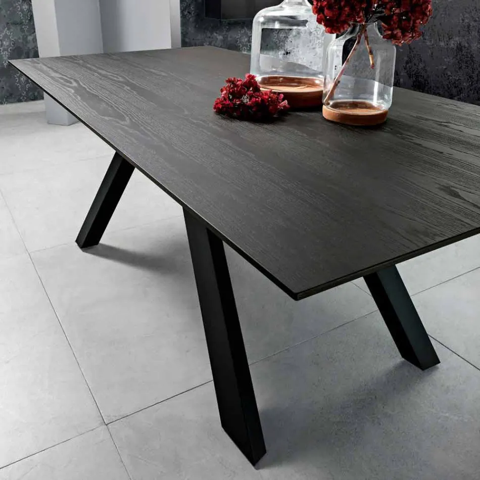 Stół kuchenny z MDF i metalu wykonany we Włoszech, Wilmer Viadurini