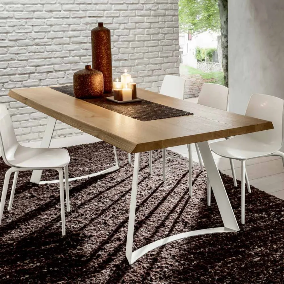 Stół kuchenny z wysokiej jakości korowanego drewna wyprodukowanego we Włoszech - Pinokio Viadurini