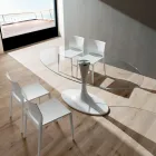 Luksusowy stół kuchenny ze szkła hartowanego i marmuru Made in Italy - Brontolo Viadurini