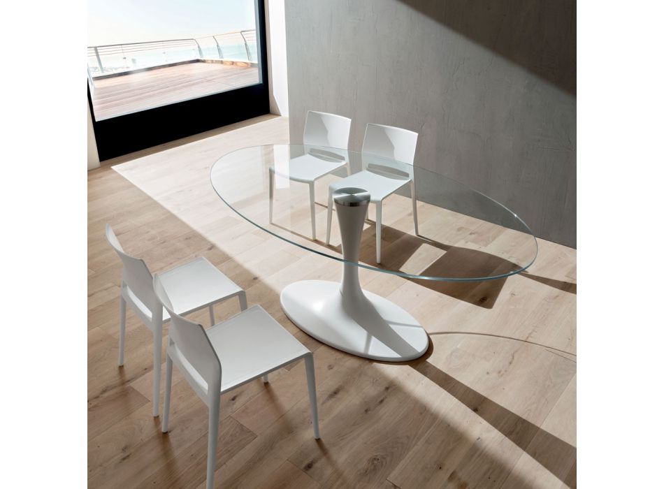 Luksusowy stół kuchenny ze szkła hartowanego i marmuru Made in Italy - Brontolo Viadurini