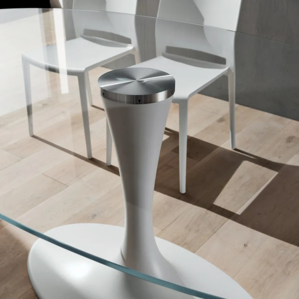 Luksusowy stół kuchenny ze szkła hartowanego i marmuru Made in Italy - Brontolo Viadurini