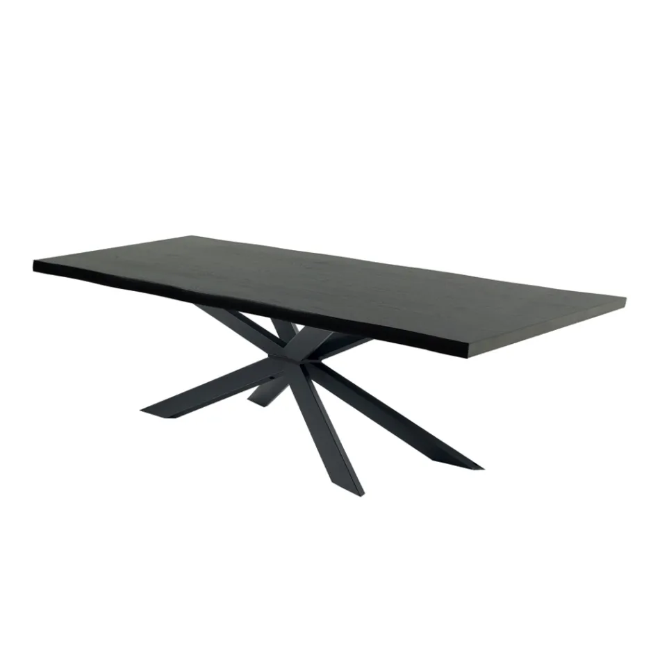 Nowoczesny stół kuchenny z fornirowanego drewna i stali Made in Italy - Grotta Viadurini