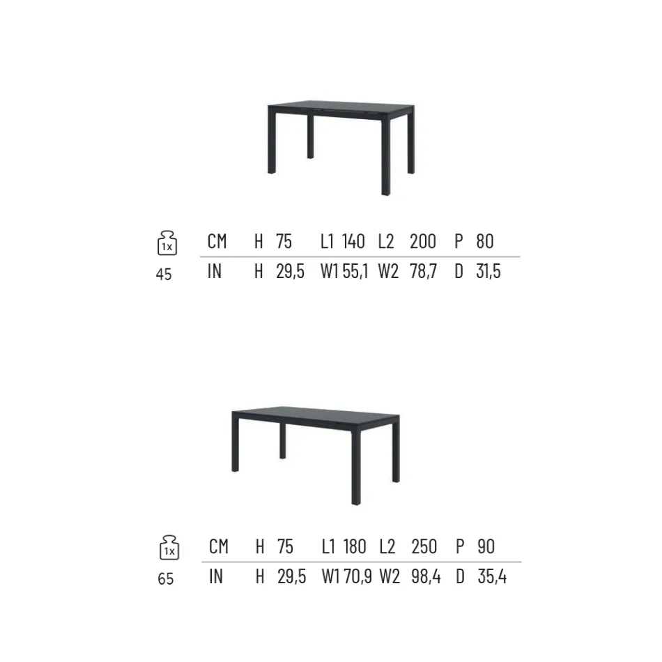 Stół ogrodowy rozkładany do 250 cm wykonany z metalu Made in Italy - Beverly Viadurini