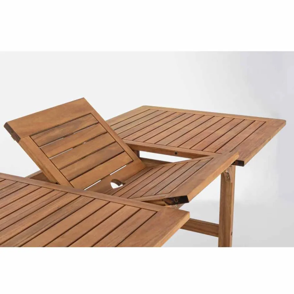 Rozkładany stół zewnętrzny do 160 cm z drewna akacjowego - chmura Viadurini