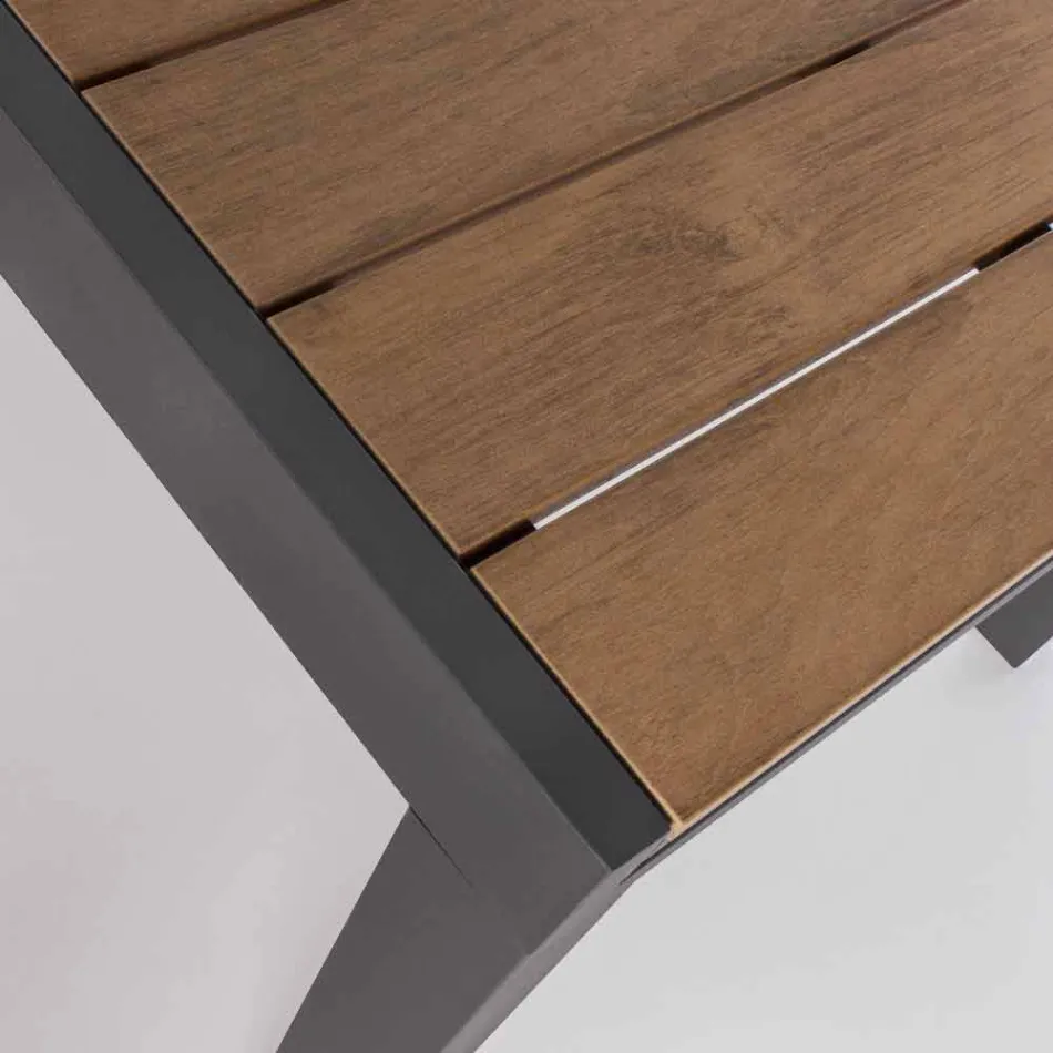 Stół rozkładany do 200 cm z blatem z drewna tekowego - wykończenie Bobel Viadurini