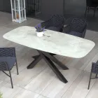 Stół ogrodowy z aluminiową podstawą i 12 mm laminowanym blatem HPL - Zefiro Viadurini