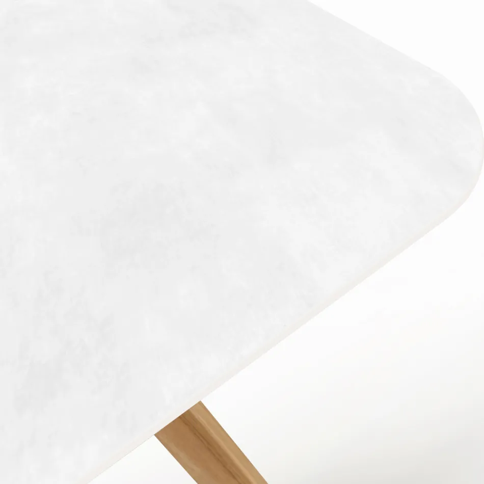 Stół ogrodowy z drewnianą podstawą i białym ceramicznym blatem - Infinity Viadurini