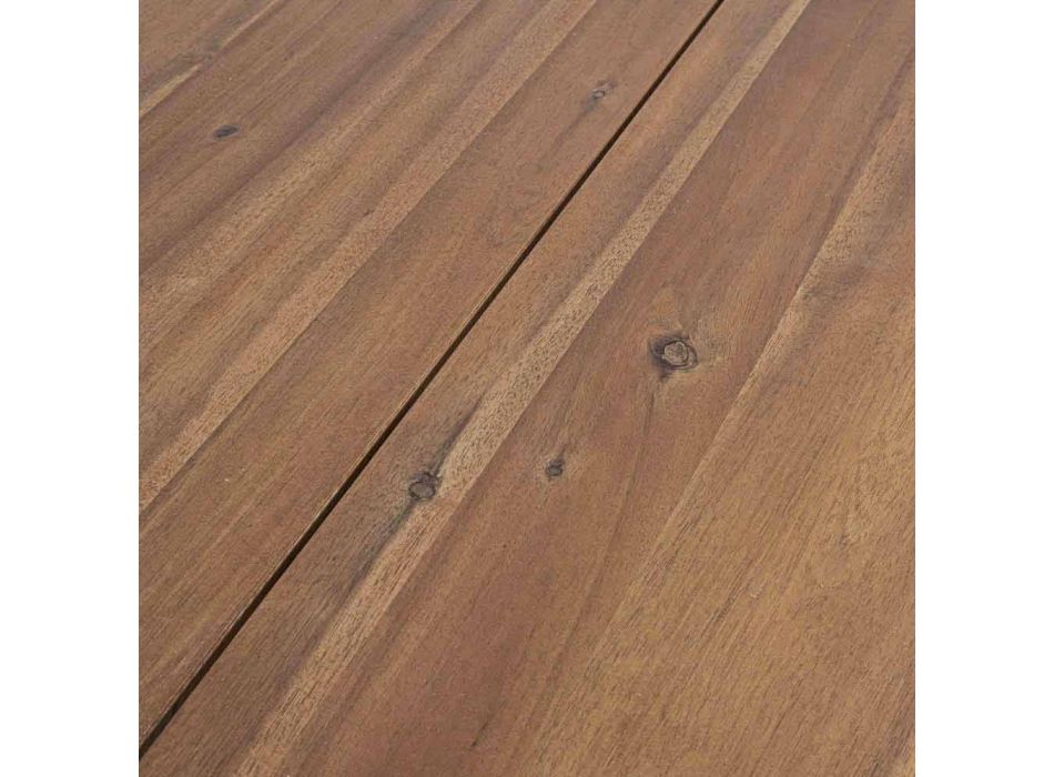 Stół ogrodowy z blatem z drewna akacjowego i stalową podstawą - Sunny Viadurini