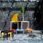 Stół zewnętrzny z galwanizowaną konstrukcją stalową Made in Italy - Azul Viadurini