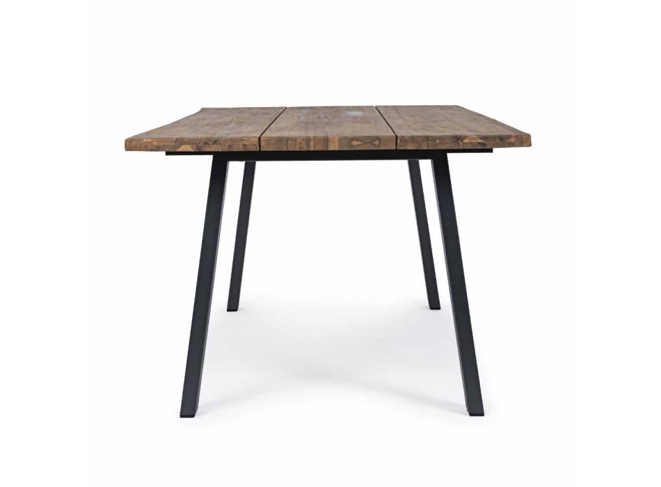 Stół ogrodowy z drewna akacjowego z nogami z malowanej stali - Sheldon Viadurini