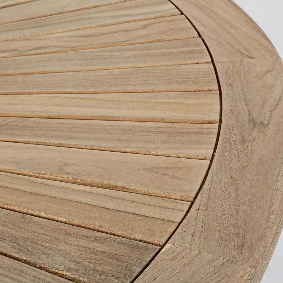 Stół z drewna tekowego na zewnątrz z obrotowym centralnym blatem, Homemotion - Dimitris Viadurini