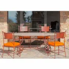 Trawertynowy stół ogrodowy z wstawkami mozaikowymi Made in Italy - Elegant Viadurini