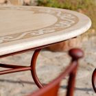 Trawertynowy stół ogrodowy z wstawkami mozaikowymi Made in Italy - Elegant Viadurini