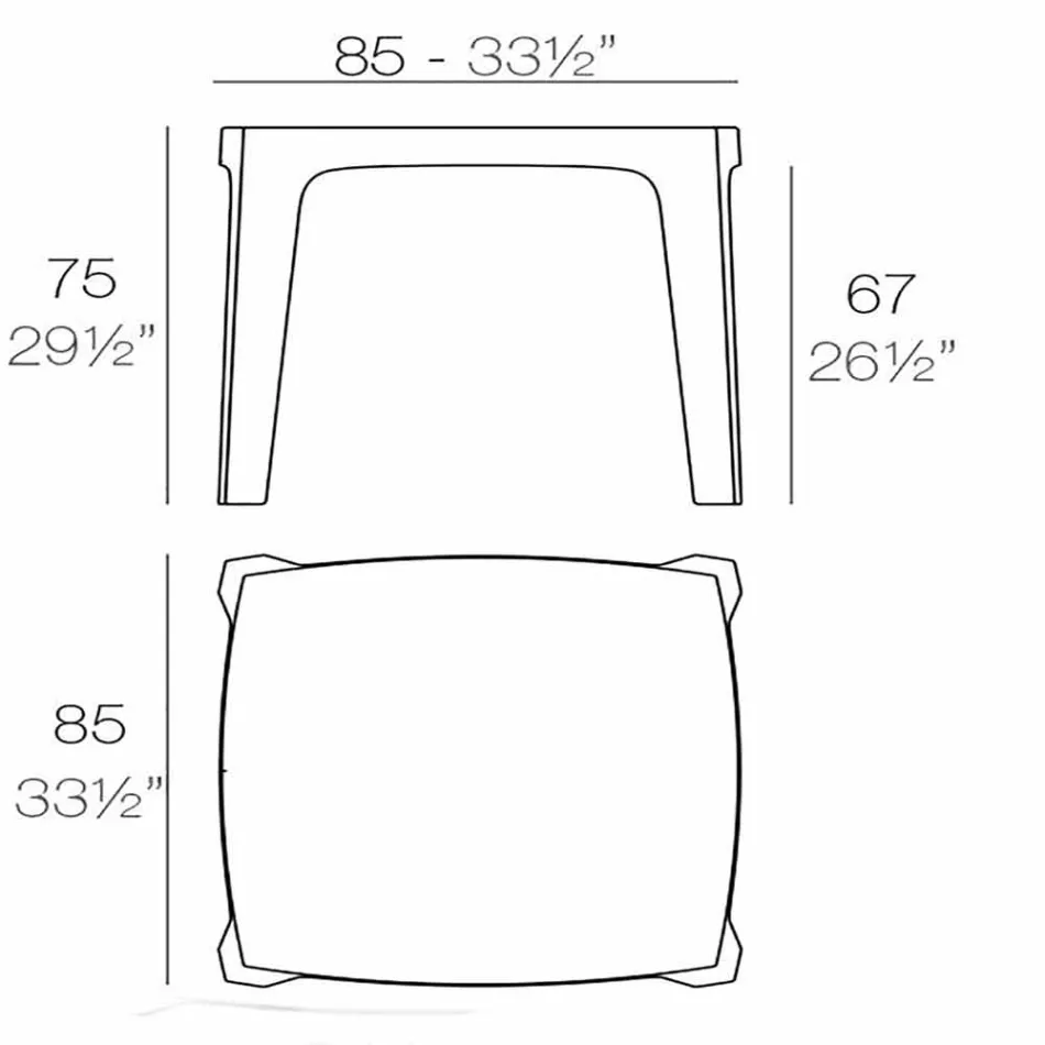 Solidny kwadratowy stół zewnętrzny Vondom z polipropylenu, design Viadurini